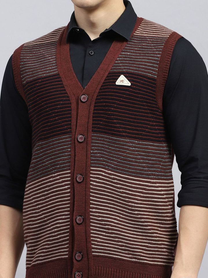 Monte Carlo Men Striped Woollen Cardigan
