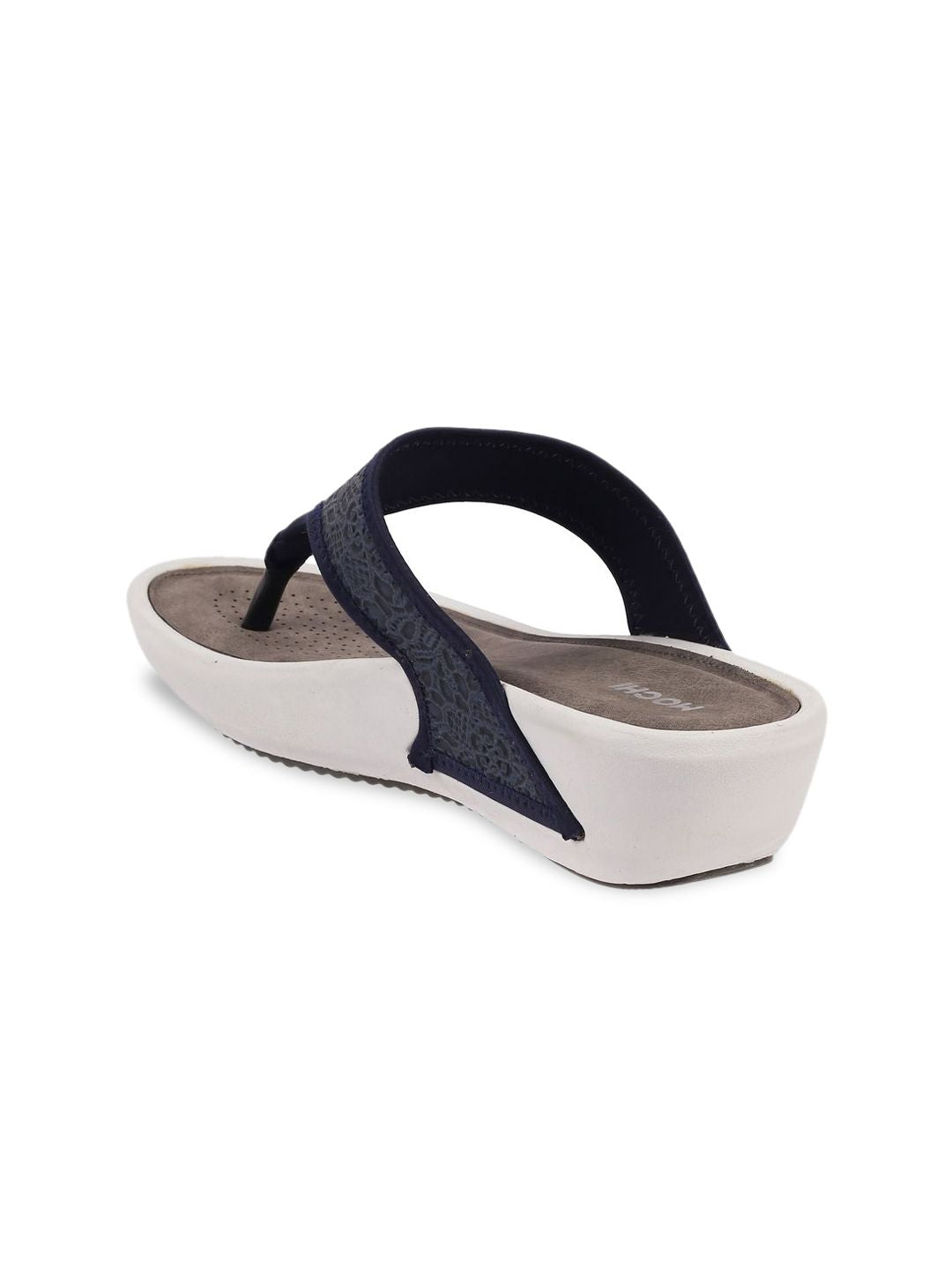 Mochi Women Textured T-Strap Flats