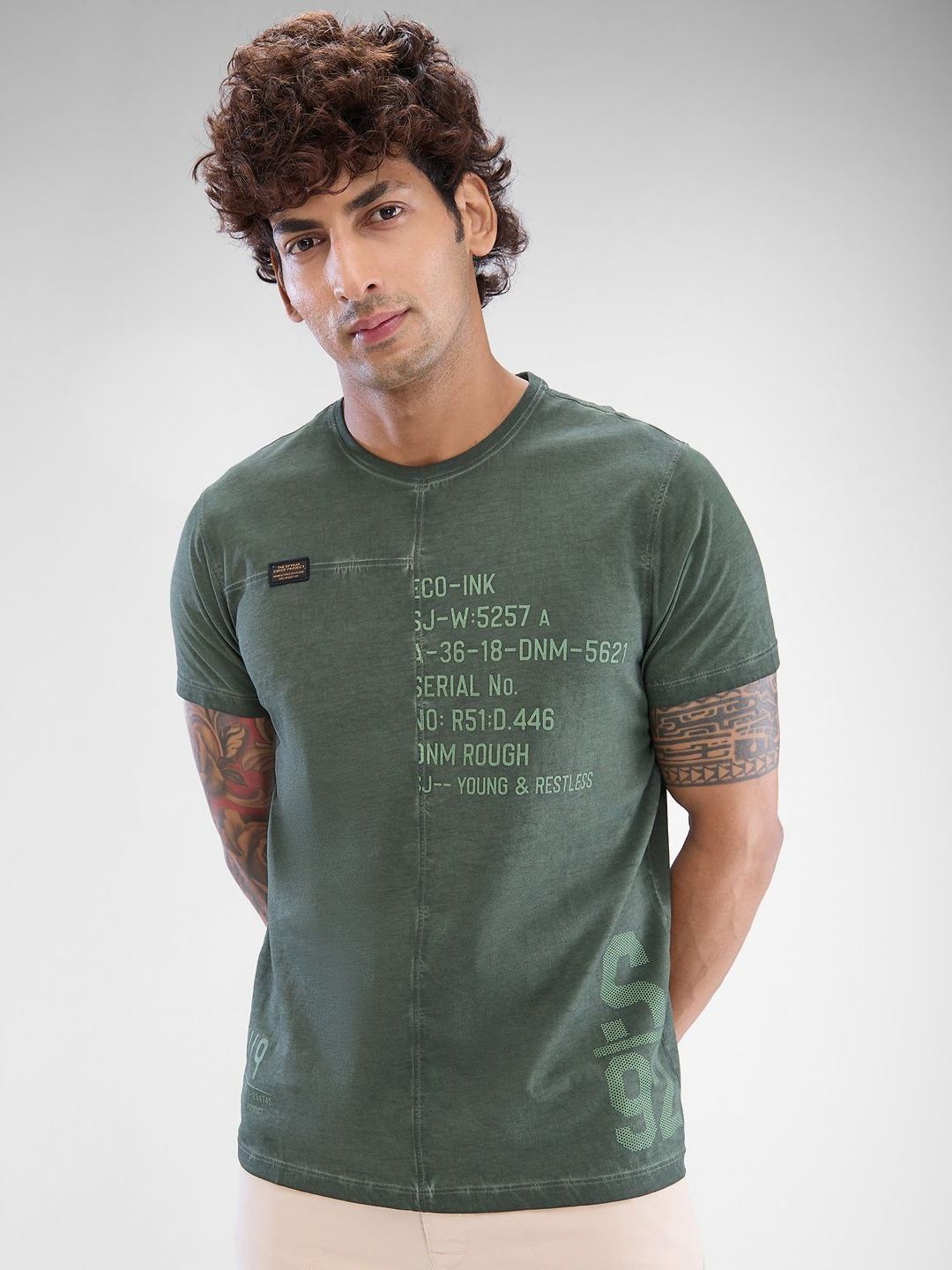 SPYKAR Men Typography Printed Round Neck Cotton T-shirt