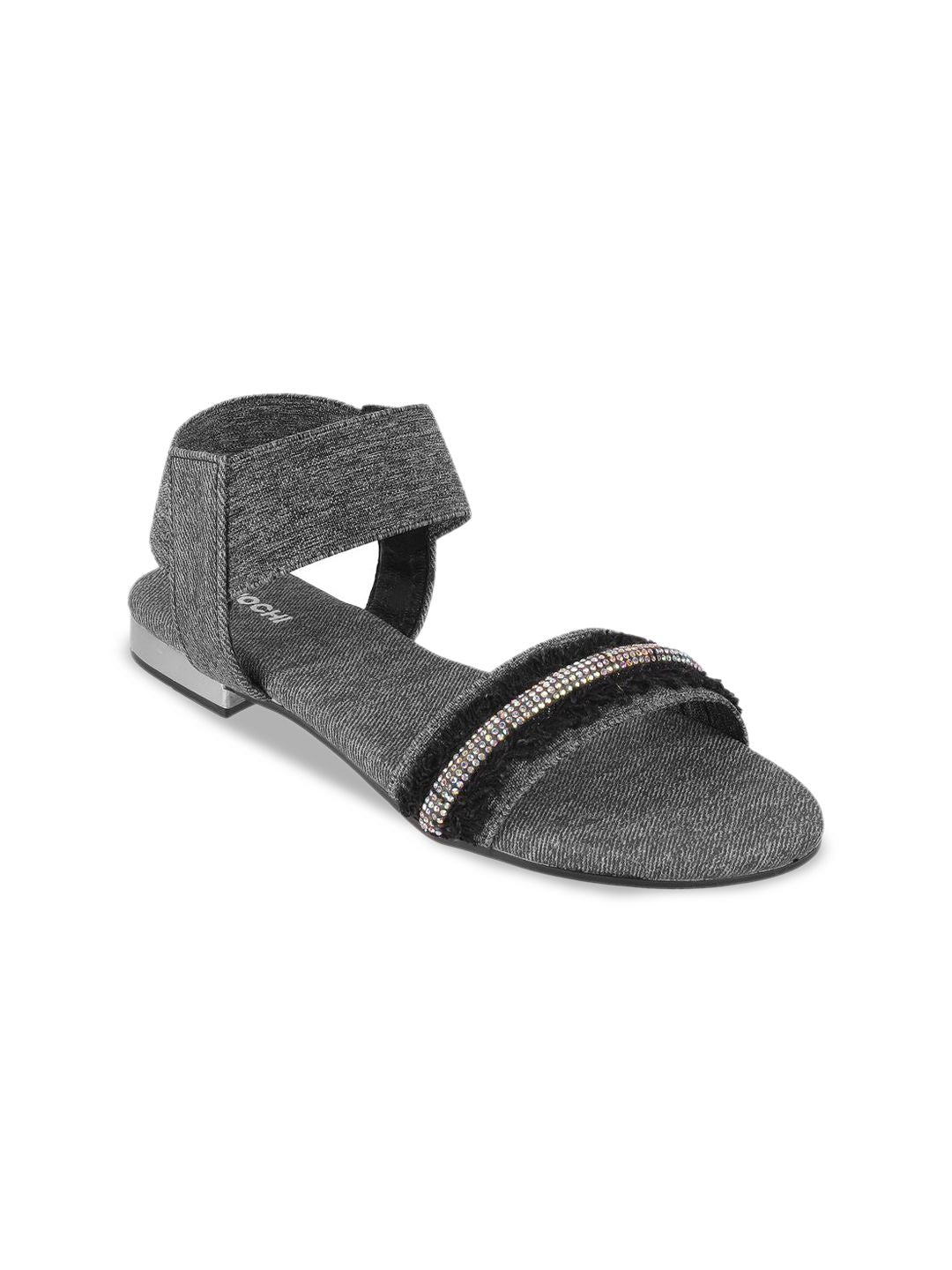 Mochi Women Western Embellished Open Toe Flats