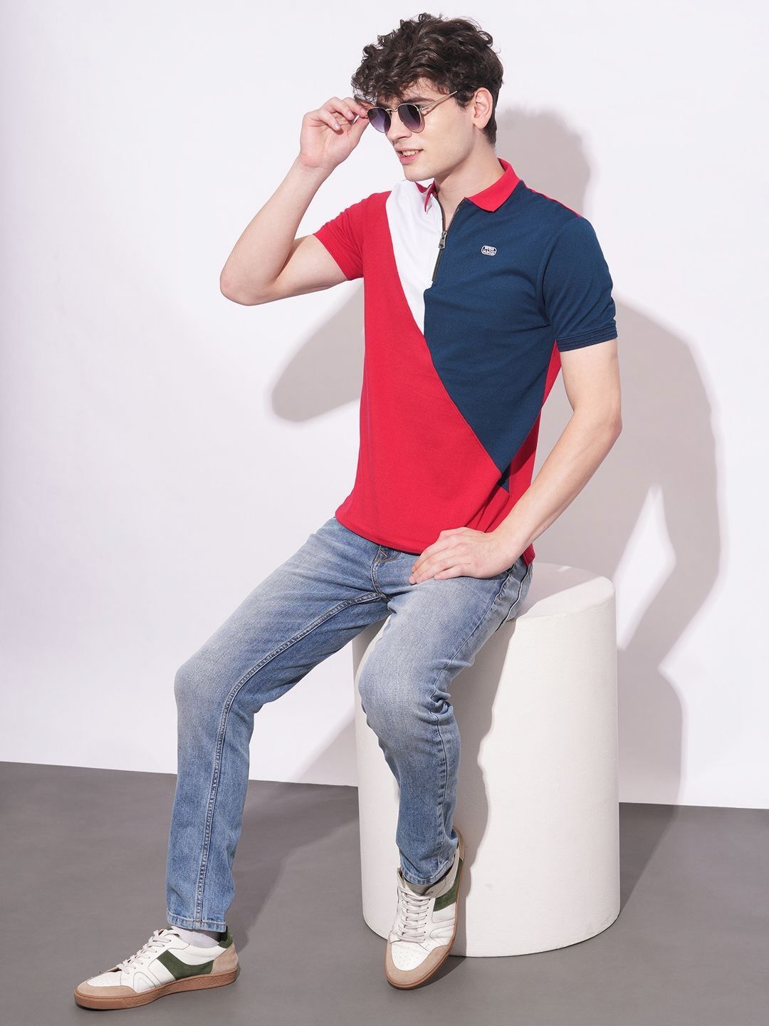Being Human Men Colourblocked Polo Collar T-shirt