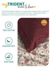 MYTRIDENT Coromandel Red Dusk & Dawn Flat 144TC Queen Cotton Bedsheet Set