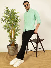 Thomas Scott Men Premium Button-Down Collar Solid Pure Cotton Slim Fit Casual Shirt