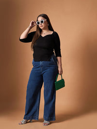 SASSAFRAS Curve Sweetheart Neck Top