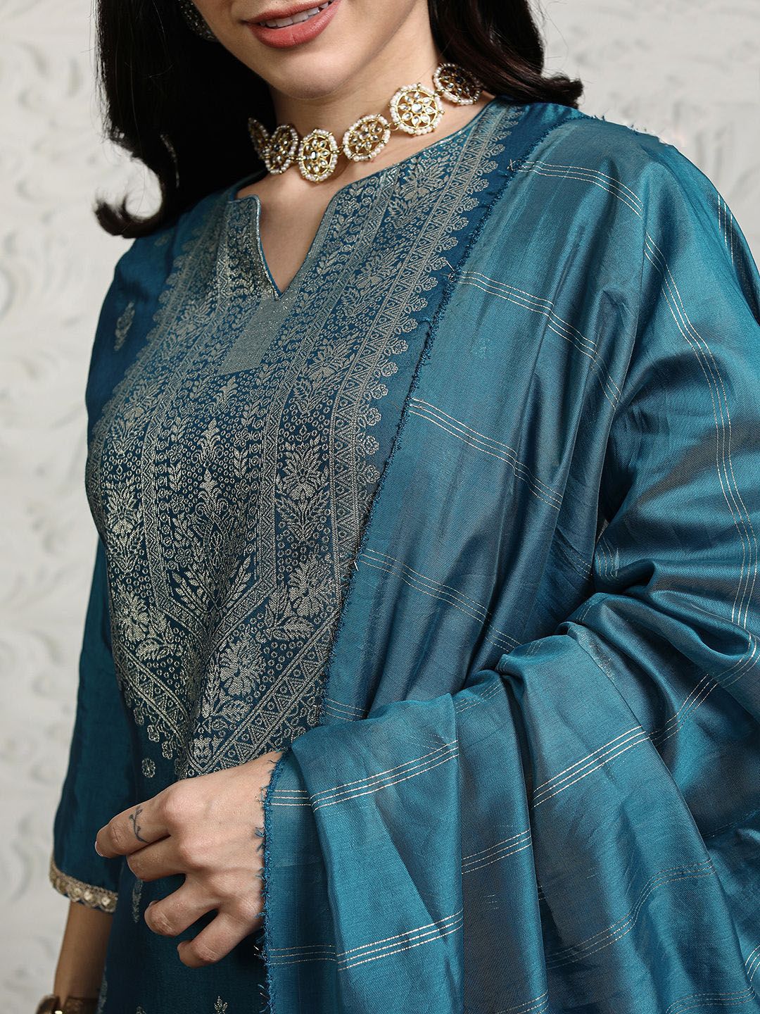 Vishudh Women Ethnic Motifs Printed Regular Kurta with Trousers & With Dupatta