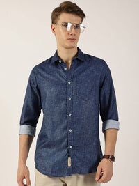 Thomas Scott Men Premium Spread Collar Solid Slim Fit Casual Shirt