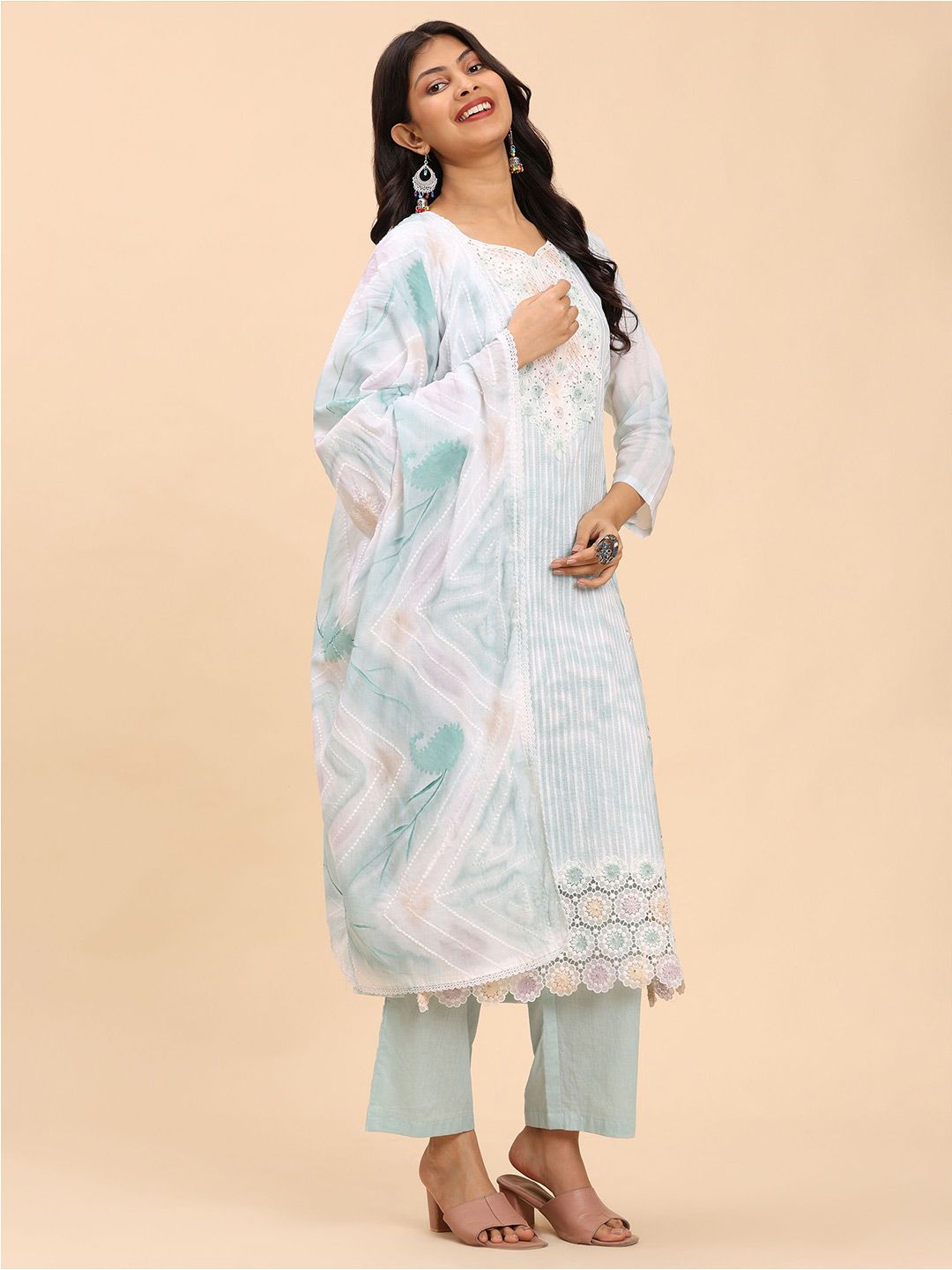 Mamicha Women Floral Printed Regular Pure Cotton Kurta with Palazzos & With Dupatta