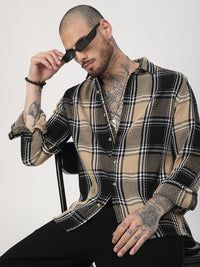 VASTRADO Men Classic Fit Spread Collar Tartan Checked Cotton Casual Shirt