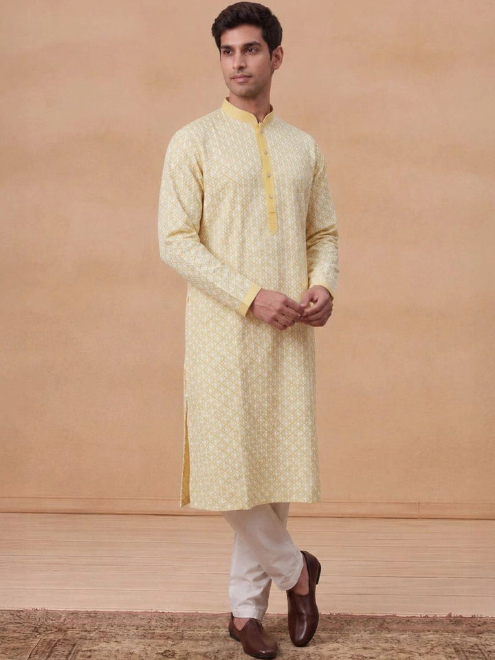 House of Chikankari Men Geometric Printed Kurta