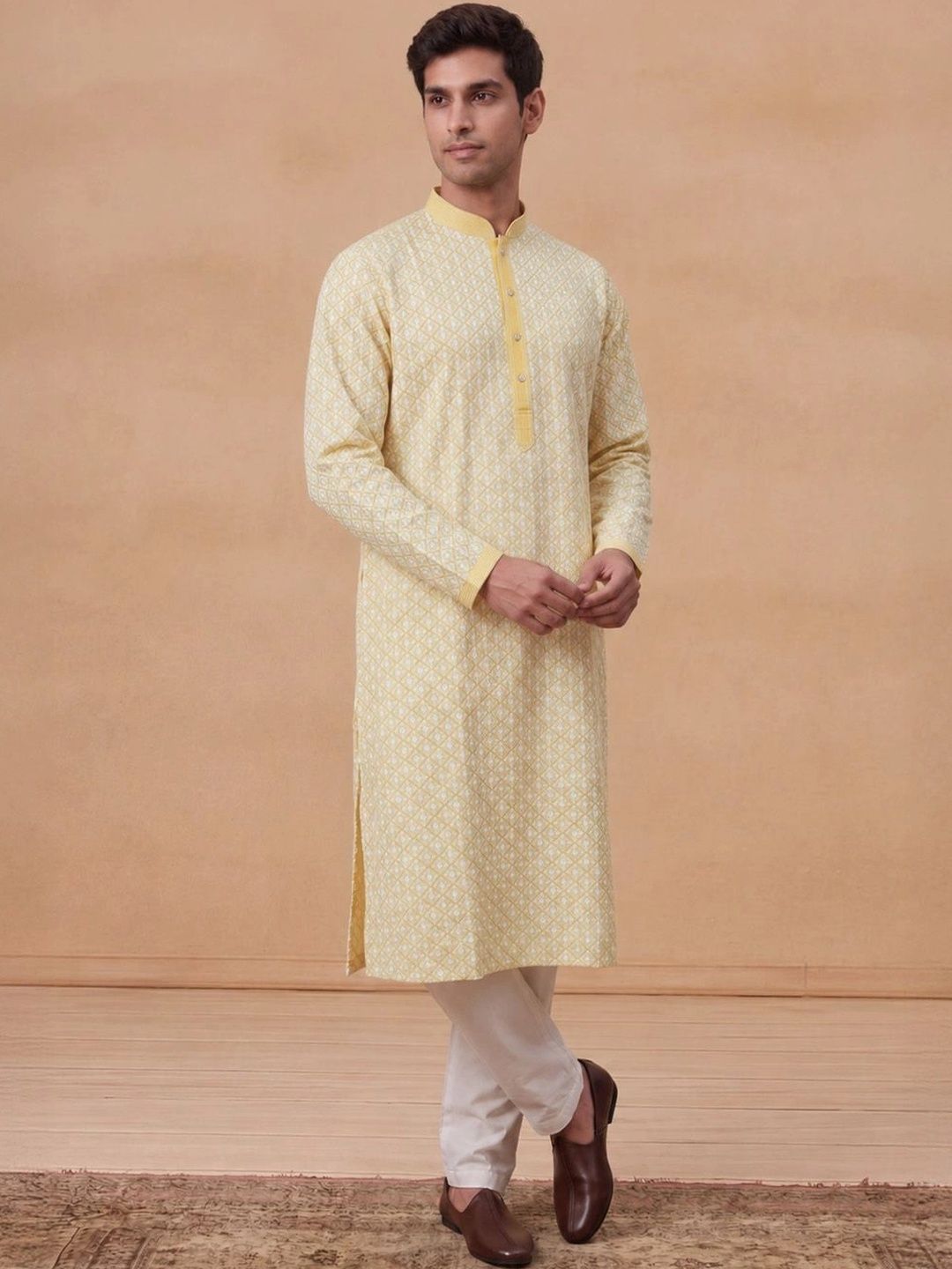 House of Chikankari Men Geometric Printed Kurta