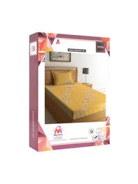 Myntra Elegant Homes Kuning 400 TC Kapas Tulen Set Cadar Dipasang Single 2.25m x 1.5m