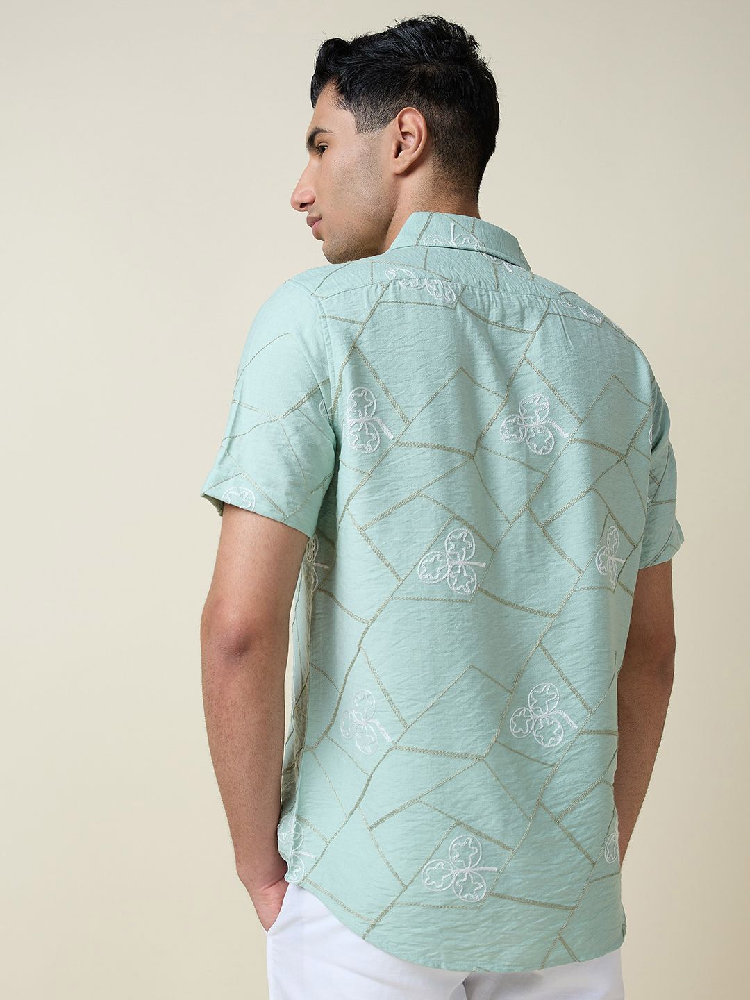 Thomas Scott Men Embroidered Regular Fit Casual Shirt