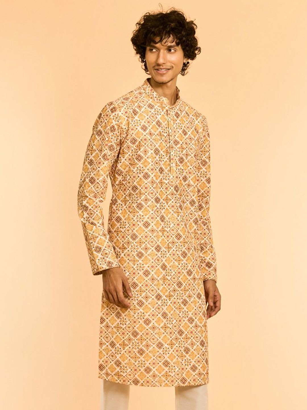 Diwas by Manyavar Men Ethnic Motifs Printed Mandarin Collar Kurta