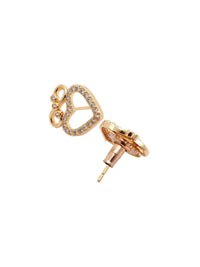 Anouk White Gold-Plated Stone Studded Heart Shaped Studs