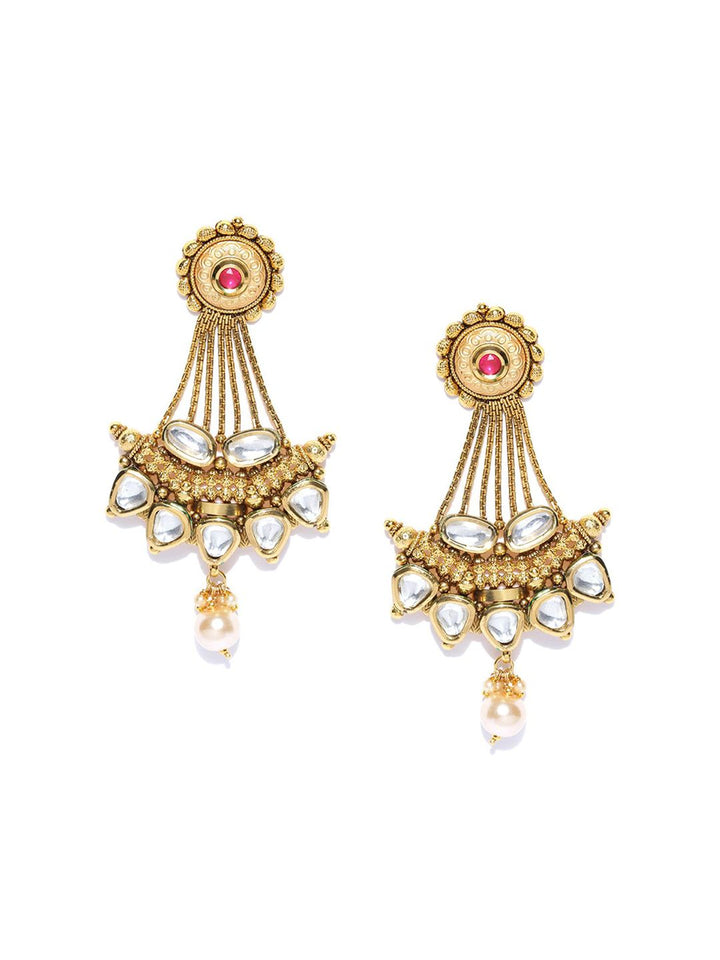 Anting-anting Jatuh Kontemporari Anouk Saduran Emas Kundan