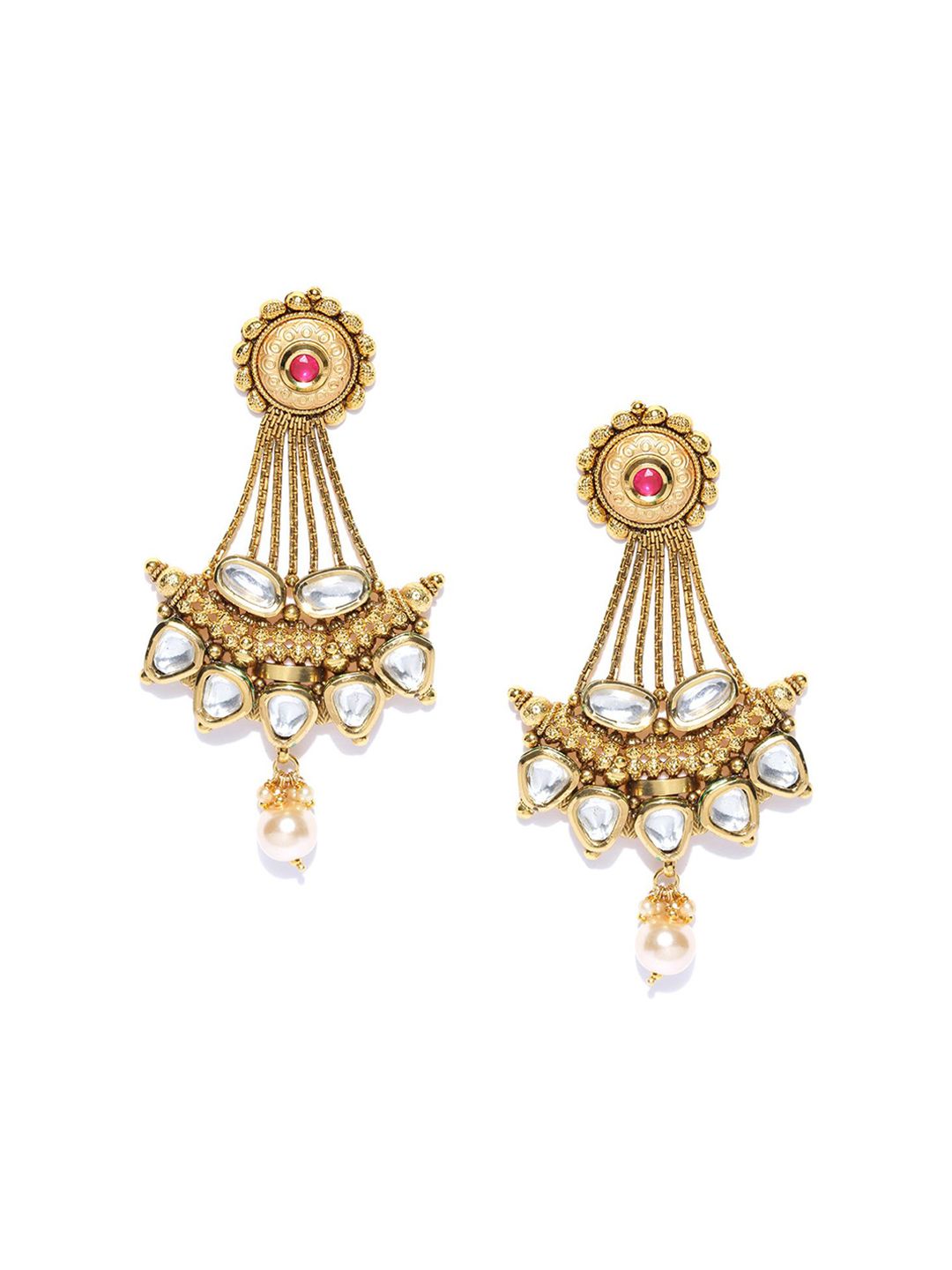 Anting-anting Jatuh Kontemporari Anouk Saduran Emas Kundan