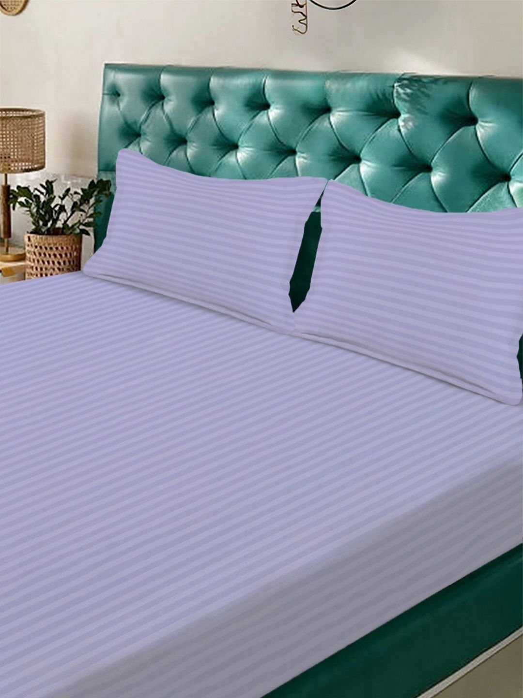 Set Cadar Aura Lavender Striped 300 TC King 2.5 m x 2.25 m