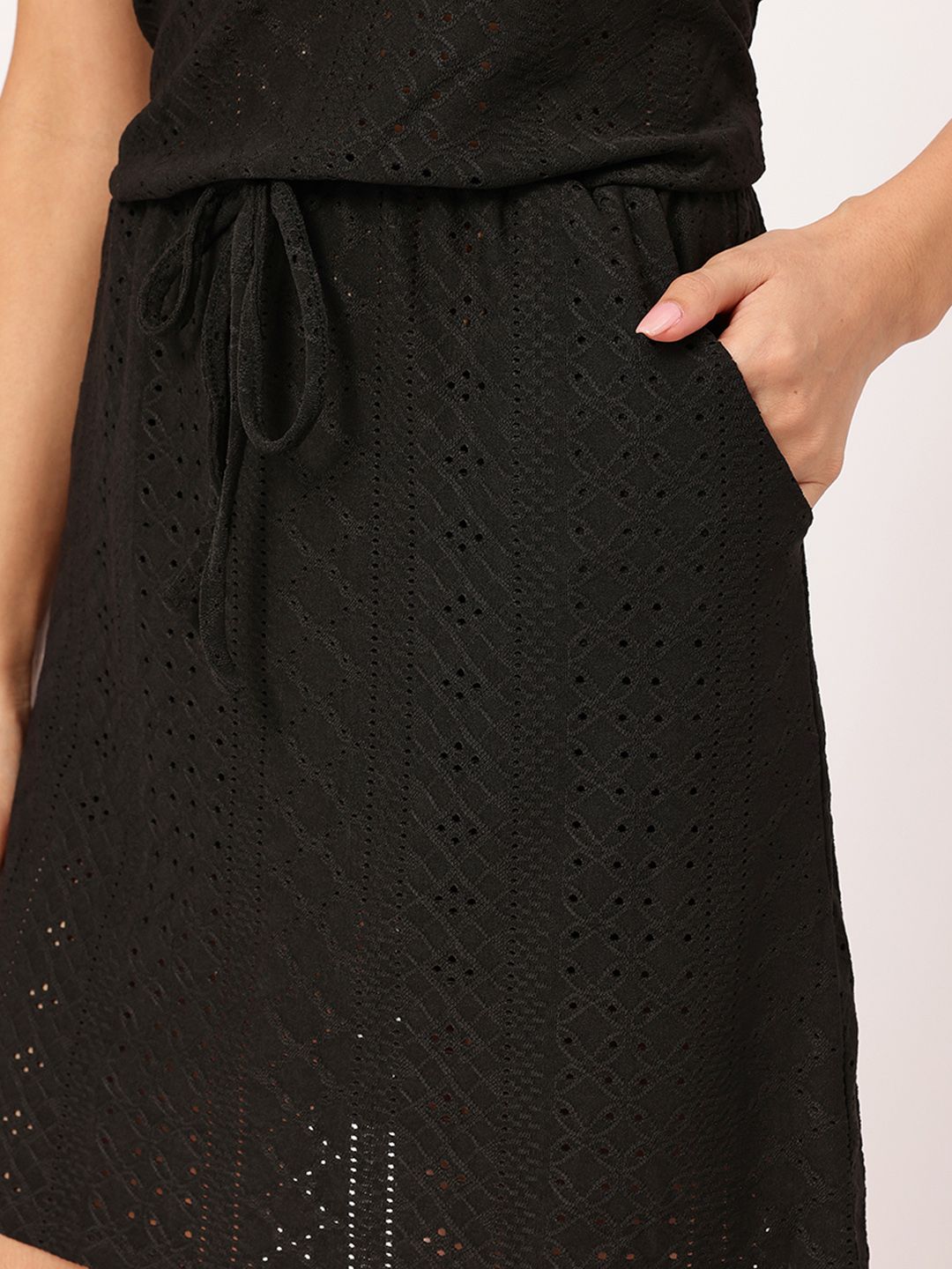 DressBerry Self-Design Floral Lace Up Fit & Flare Dress