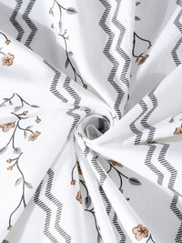 KLOTTHE White Floral Pure Cotton 400 TC Cadar dengan 2 Sarung Bantal