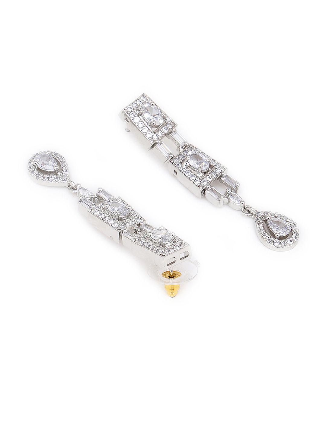 KARATCART Silver-Plated American Diamond Studed Choker Necklace Set
