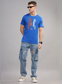 ADRO Men Typography Printed Raw Edge T-shirt