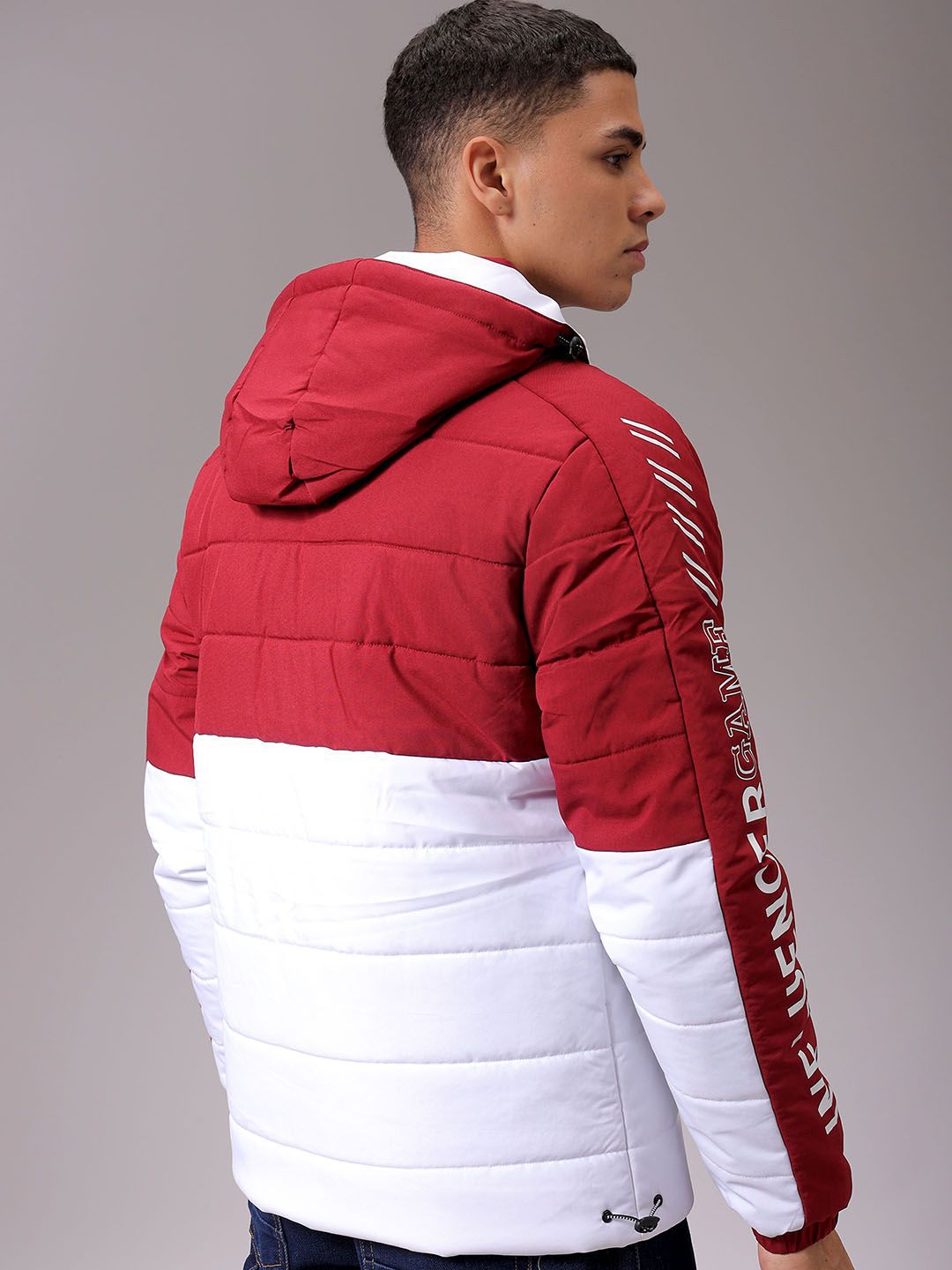 The Indian Garage Co Men Hooded Colourblocked Casual Puffer Jacket