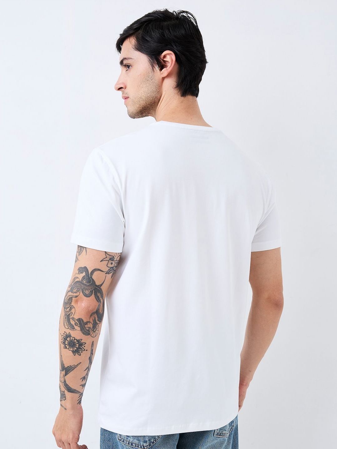 SPYKAR Men Graphic Printed Round Neck Cotton Slim Fit T-shirt