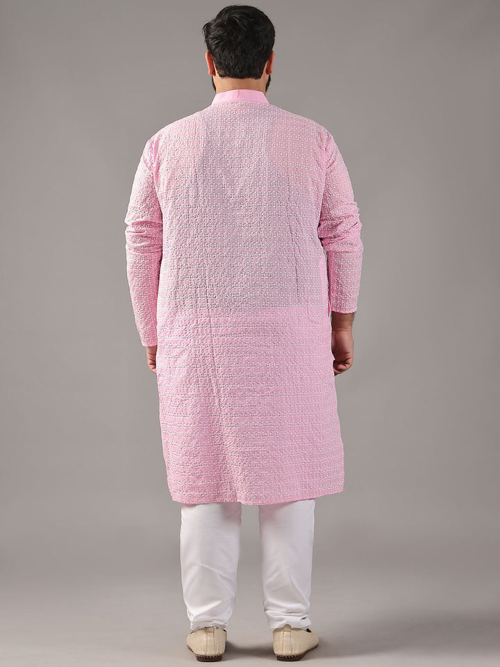 SOJANYA PLUS Plus Size Men Ethnic Motifs Embroidered Pure Cotton Kurta With Pyjamas