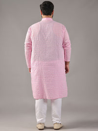 SOJANYA PLUS Plus Size Men Ethnic Motifs Embroidered Pure Cotton Kurta With Pyjamas