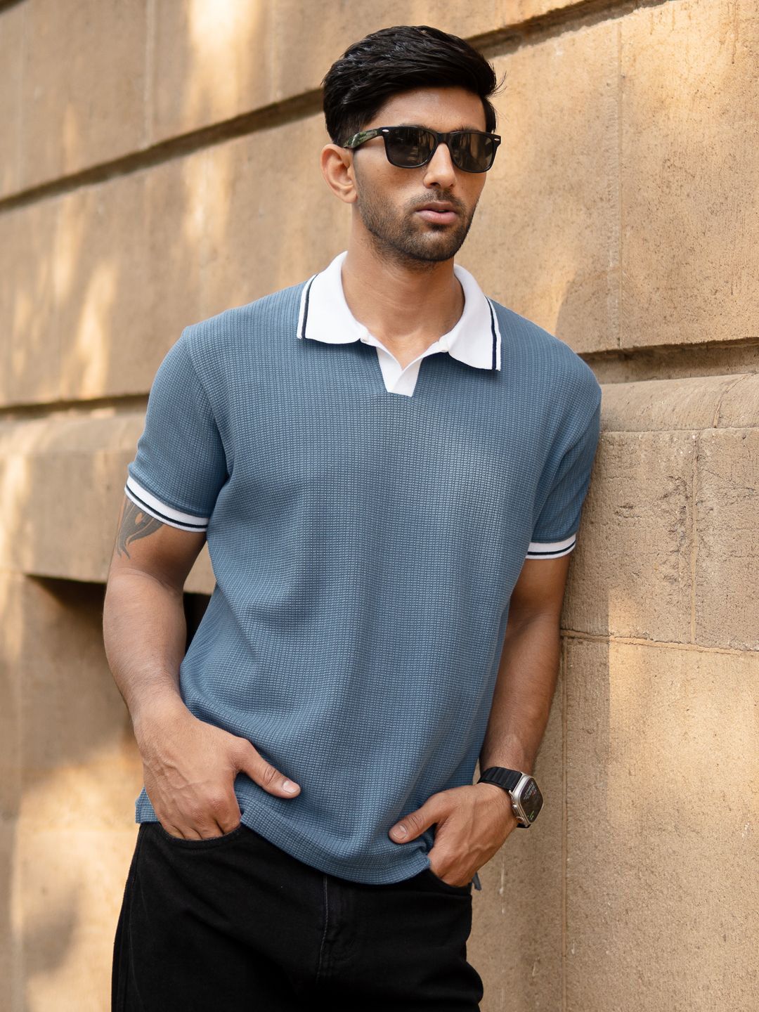 Powerlook Men Solid Polo Collar T-shirt