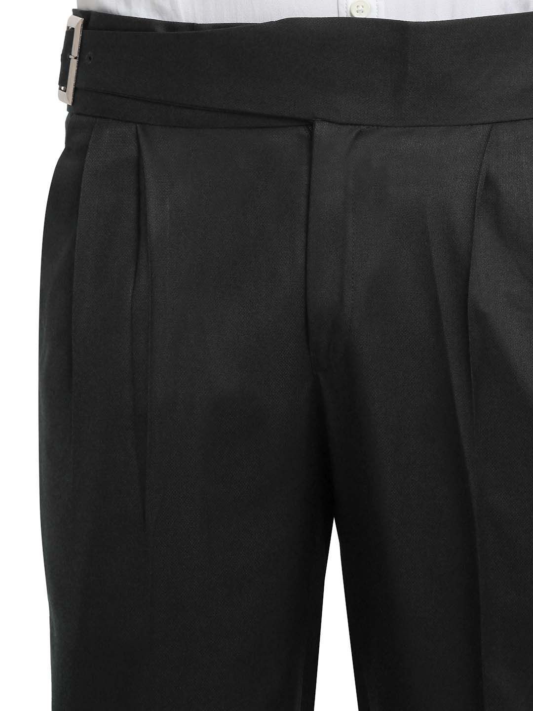 Men's Black Cotton Rich Solid Slim Fit Formal Gurkha Pants
