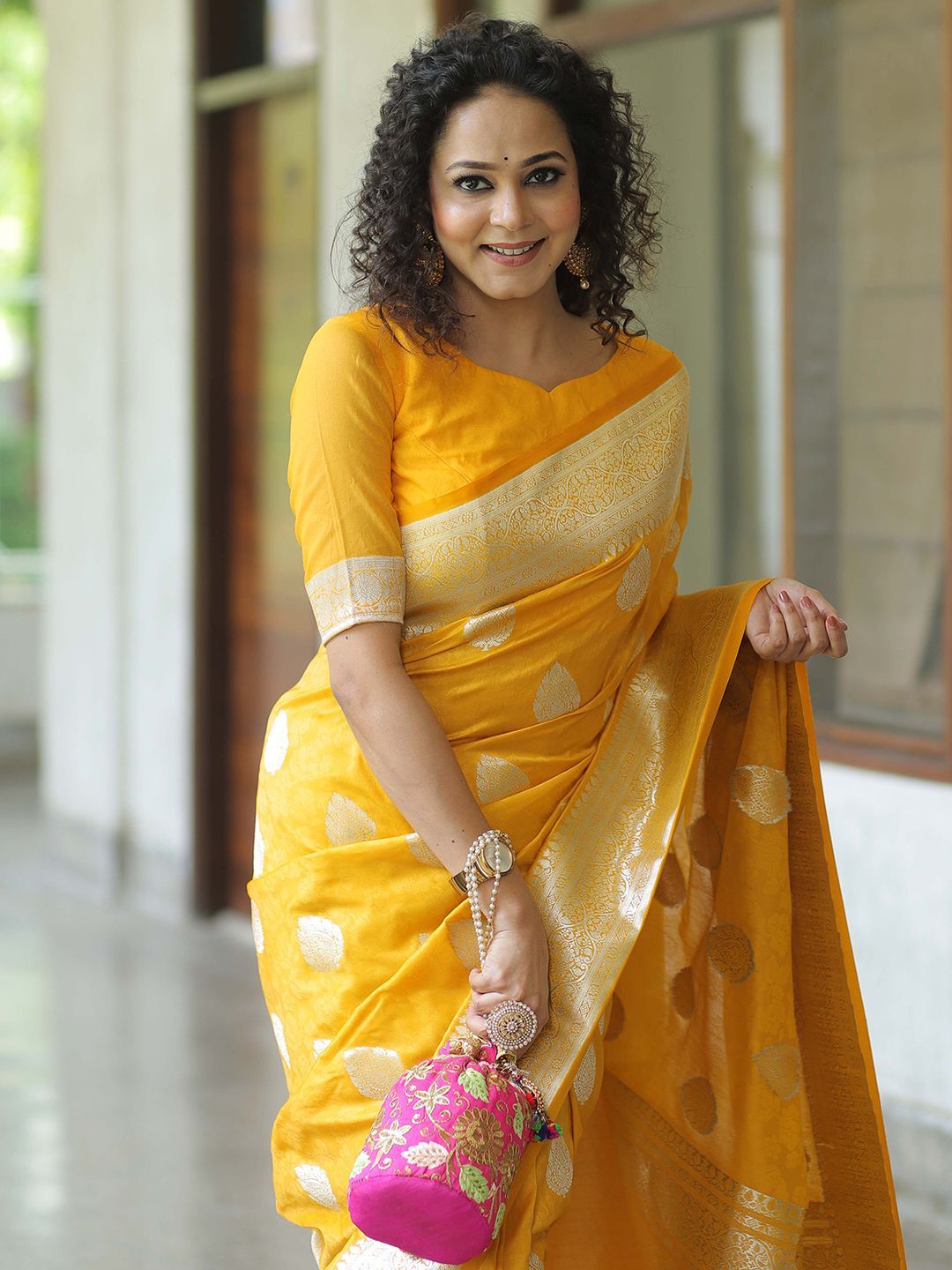 KALINI Woven Design Zari Banarasi Saree