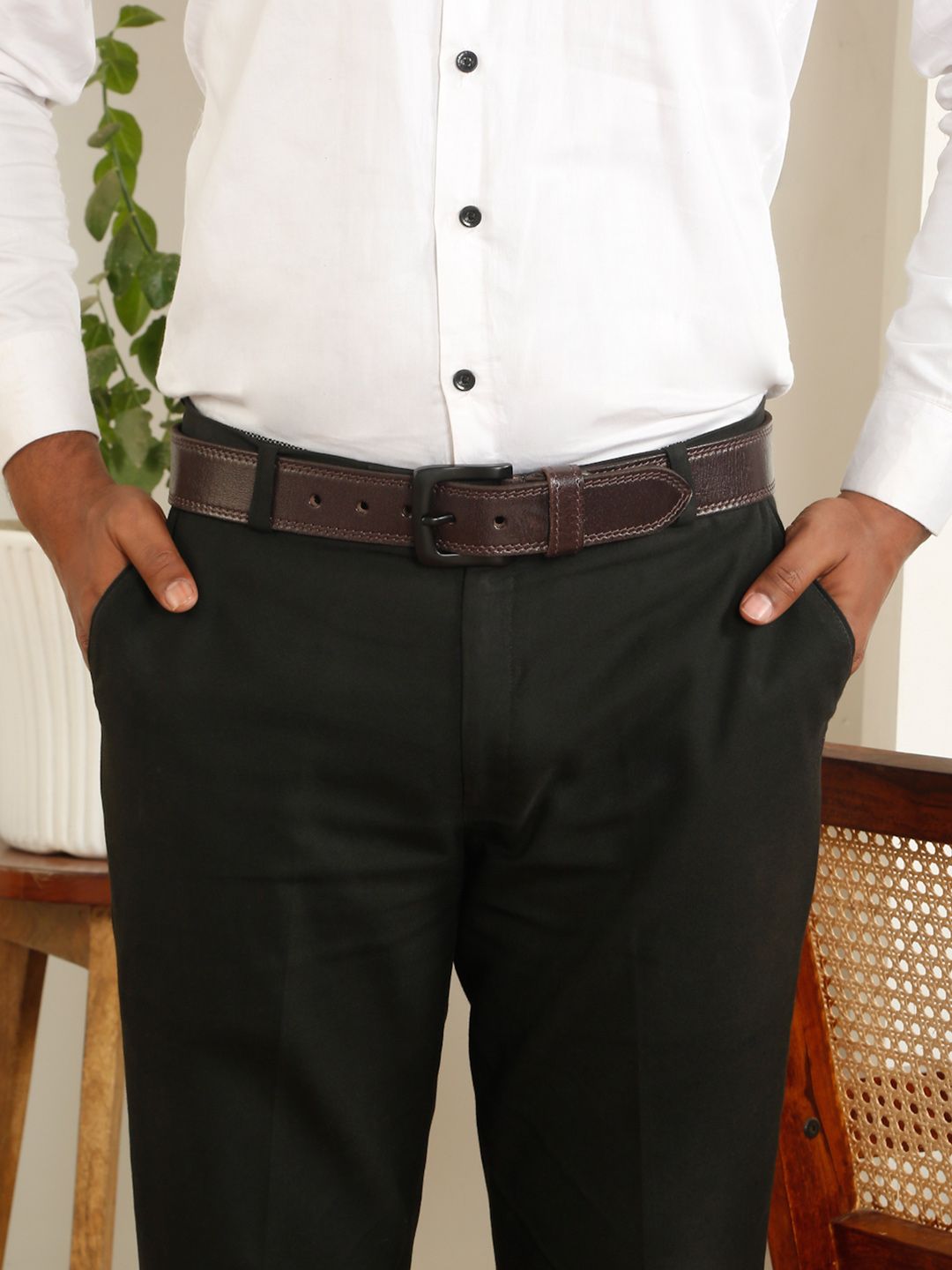 Teakwood Leathers Men Textured Leather Belt