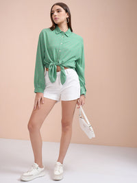 Tokyo Talkies Women Printed Drop Shoulder Button Down Shirt