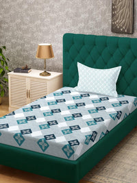 KLOTTHE Biru Turquoise Kapas Geometrik Cadar Single