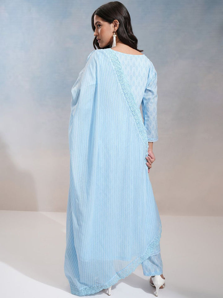 Vishudh Ethnic Motifs Printed Regular Pure Cotton Anarkali Kurta with Trousers & Dupatta