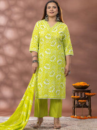 Mamicha  Printed Straight Kurta With Trousers & Dupatta