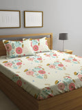 Myntra Elegant Homes Cream Floral 300 TC Dilengkapi Cadar King dengan 2 Sarung Bantal