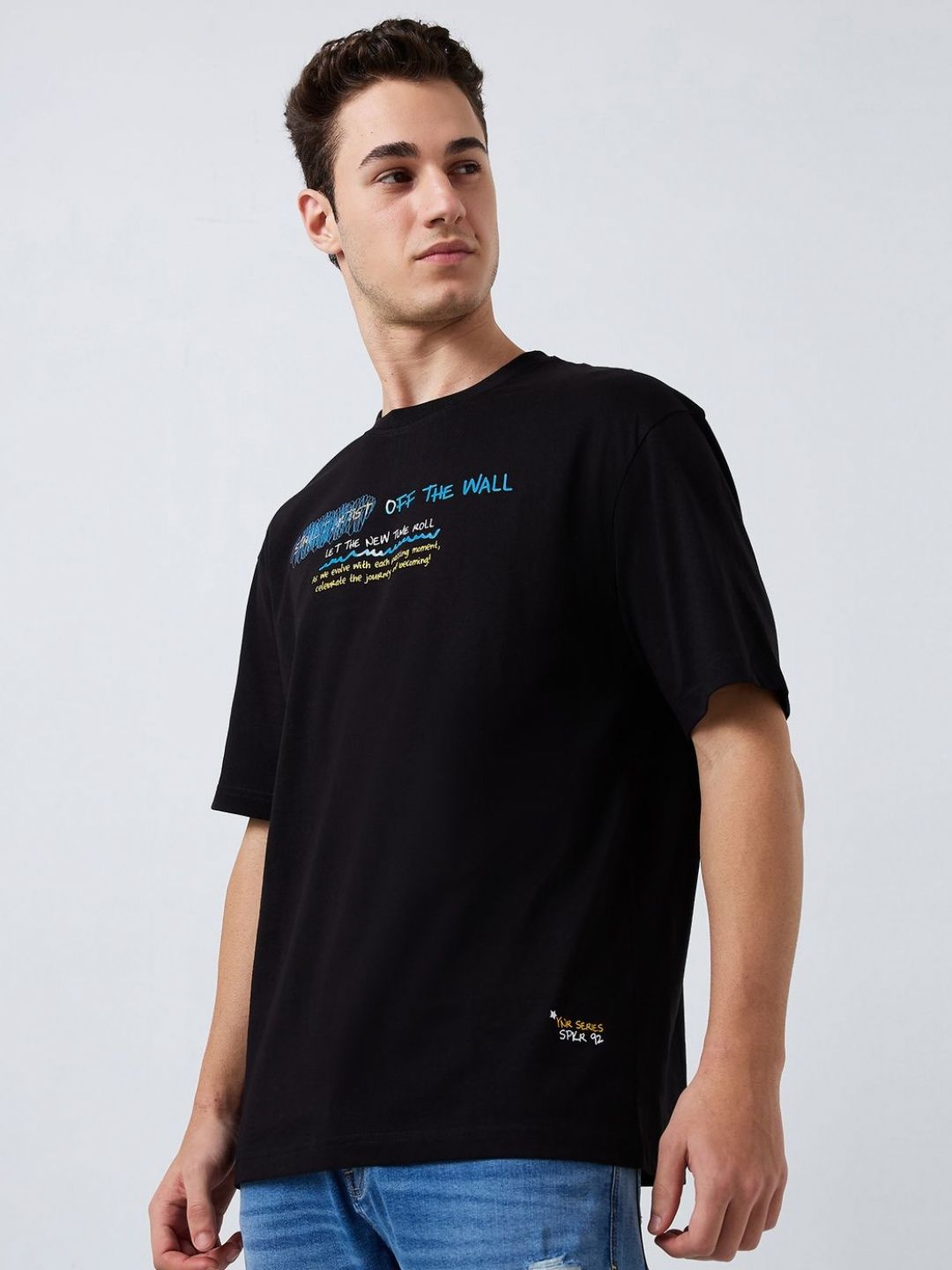 SPYKAR Men Typography Printed Round Neck Cotton Relaxed Fit T-shirt