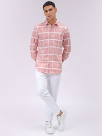The Indian Garage Co Men Cutaway Collar Checked Cotton Slim Fit Casual Shirt