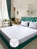 KLOTTHE White Floral Printed Dilengkapi 400 TC Cotton Super King dengan 2 Sarung Bantal