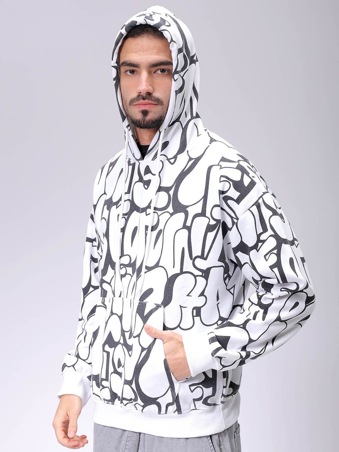 The Indian Garage Co Men Printed Hooded Sweatshirt