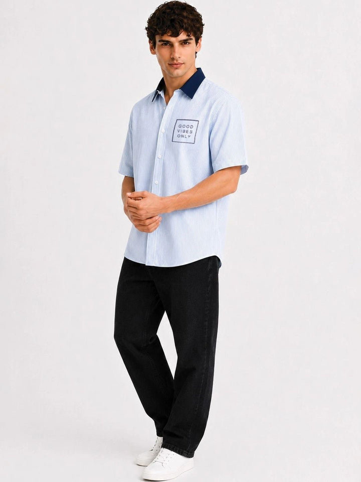 Baju Kasual Berjalur Santai ADRO Lelaki