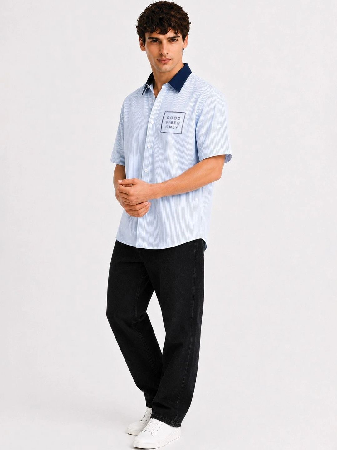Baju Kasual Berjalur Santai ADRO Lelaki