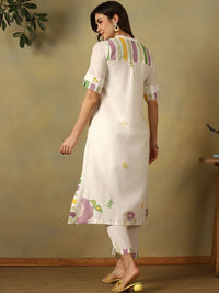 Mamicha Women Floral Printed Regular Pure Cotton Kurta with Trousers