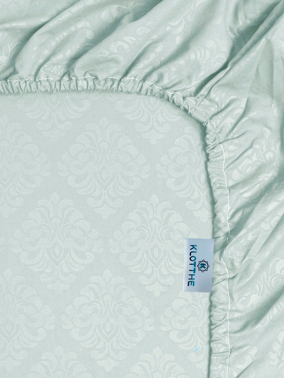KLOTTHE Timbul Hijau Dilengkapi Cadar Katil King 300 TC Dengan 2 Sarung Bantal- 2.5 m x 2.25 m