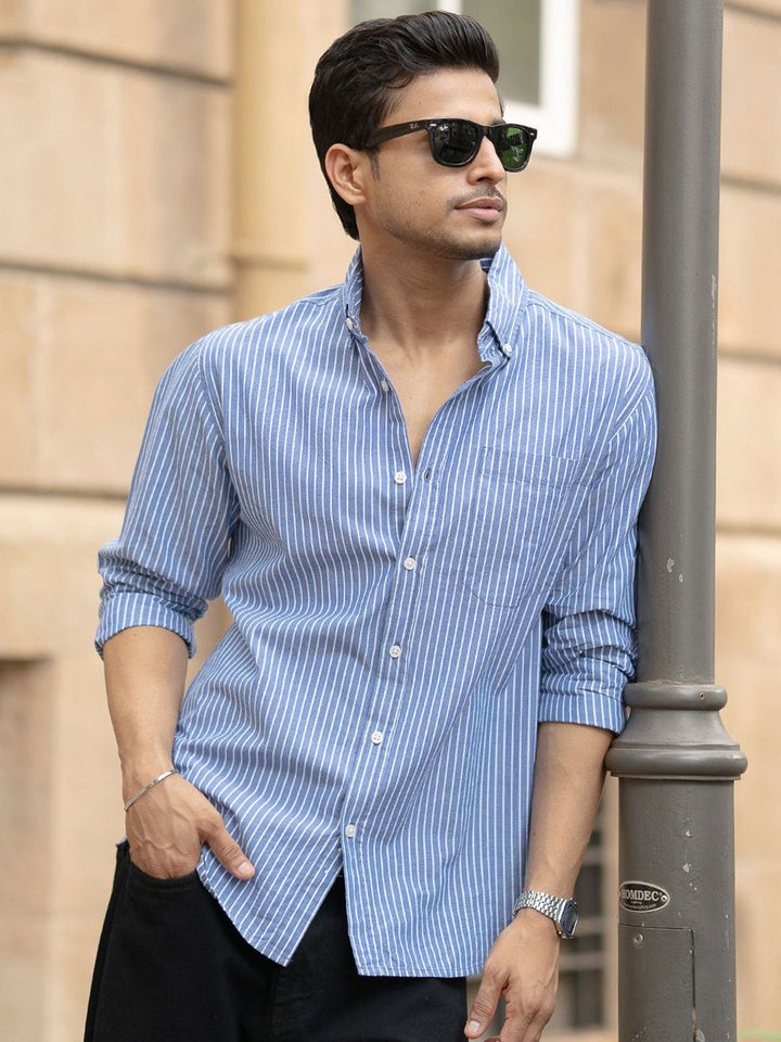 Powerlook Pin Striped Lightweight Pure Cotton Shirt