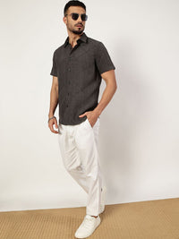 Thomas Scott Men Premium Spread Collar Checked Slim Fit Casual Shirt
