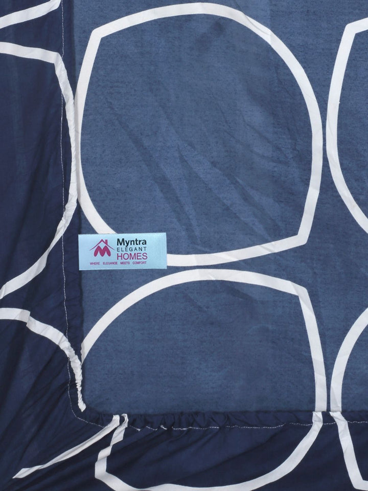 Myntra Elegant Homes Blue & White Geometric 300 TC King Bedsheet with 2 Pillow Covers