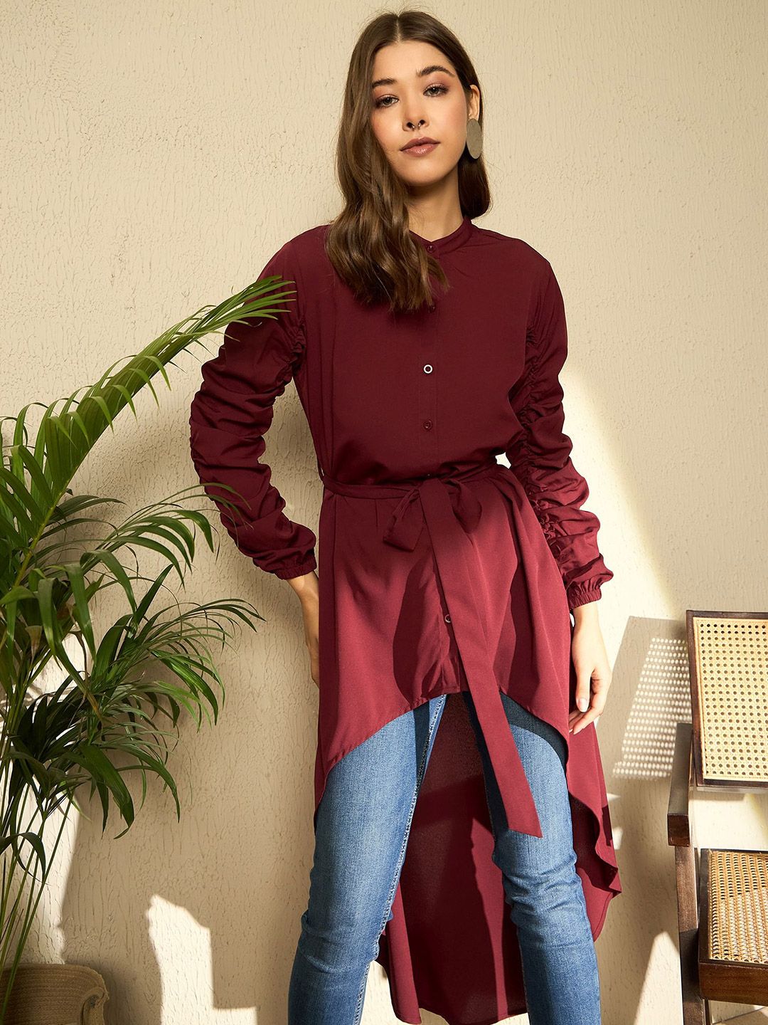 Berrylush Bishop Sleeves High-Low Longline Top